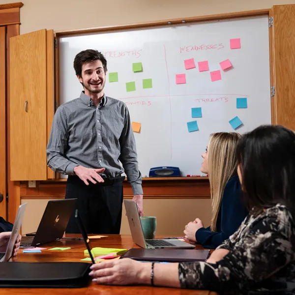 MBA students having a discussion in class