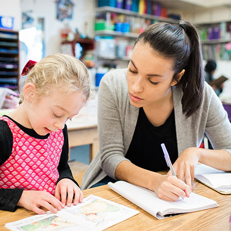 Reading interventionist working with student