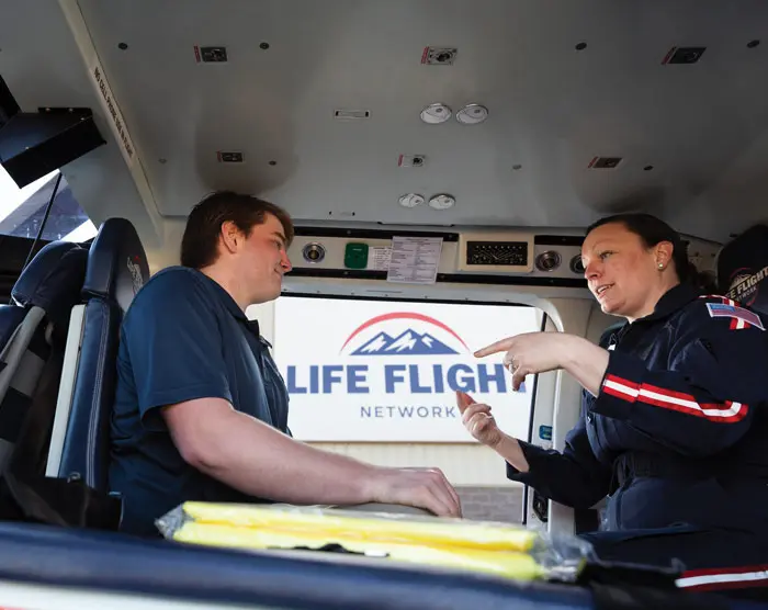 Inside a life flight helicopter